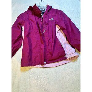 The North Face Womens Windbreaker Jacket Pink Waist Length Full Zip Hooded Small